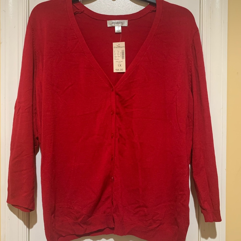 NWT Red Button-Up Cardigan